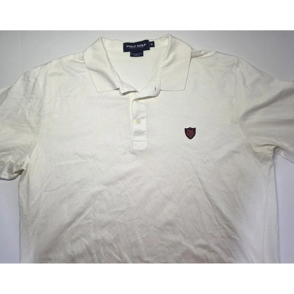 Polo Golf Ralph Lauren Mens Size XL White Short‎ Sleeve Polo Shirt